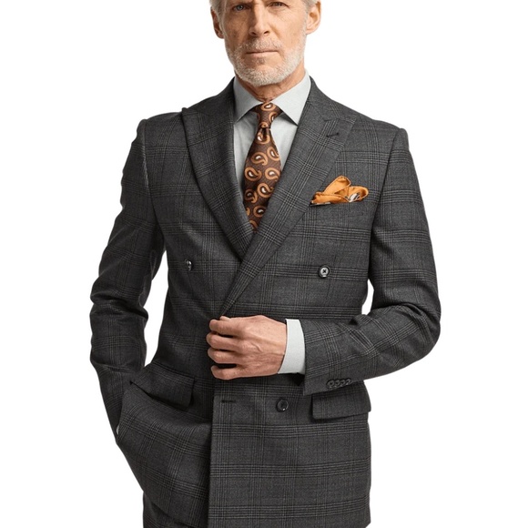 Express Extra Slim Plaid Double Breasted Suit Jacket - Picture 6 of 7